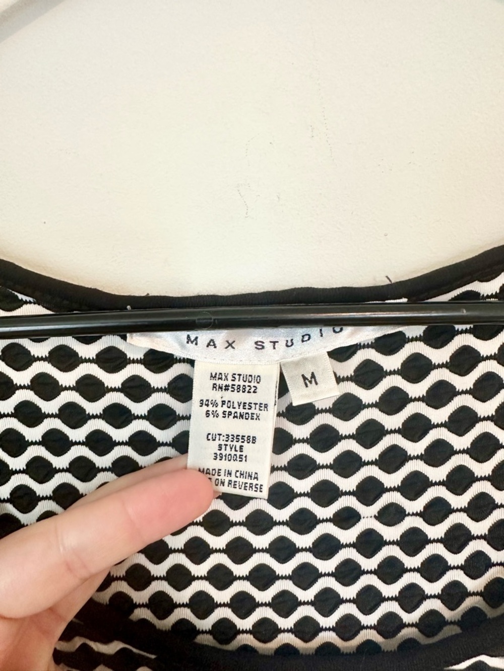 Max Studio Black & White Textured Peplum Dress - Size: Medium - Picture 3 of 6